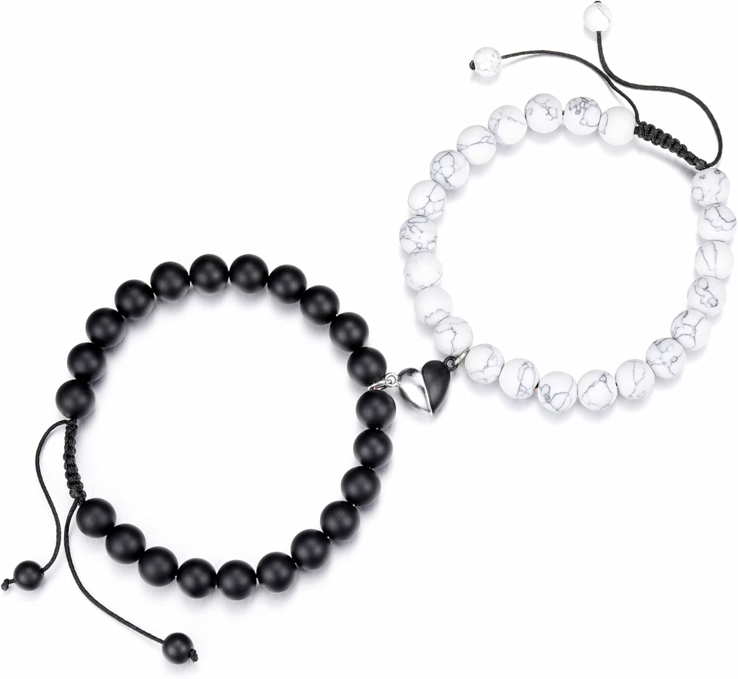 Couple Magnetic Bracelet Set for Men and Women with Heart Charm Unisex Adjustable Romantic Gift